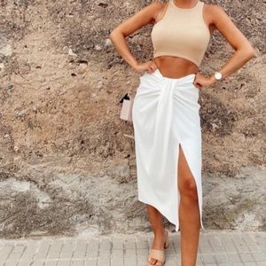 Zara knotted slit midi skirt